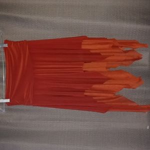 Carolina Red/Orange Tube Top Asymmetrical Blouse